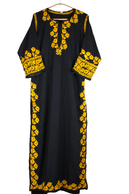 HERA BLACK & MUSTARD YELLOW RAYON PREMIUM KURTA SET