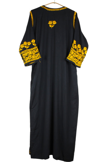 HERA BLACK & MUSTARD YELLOW RAYON PREMIUM KURTA SET