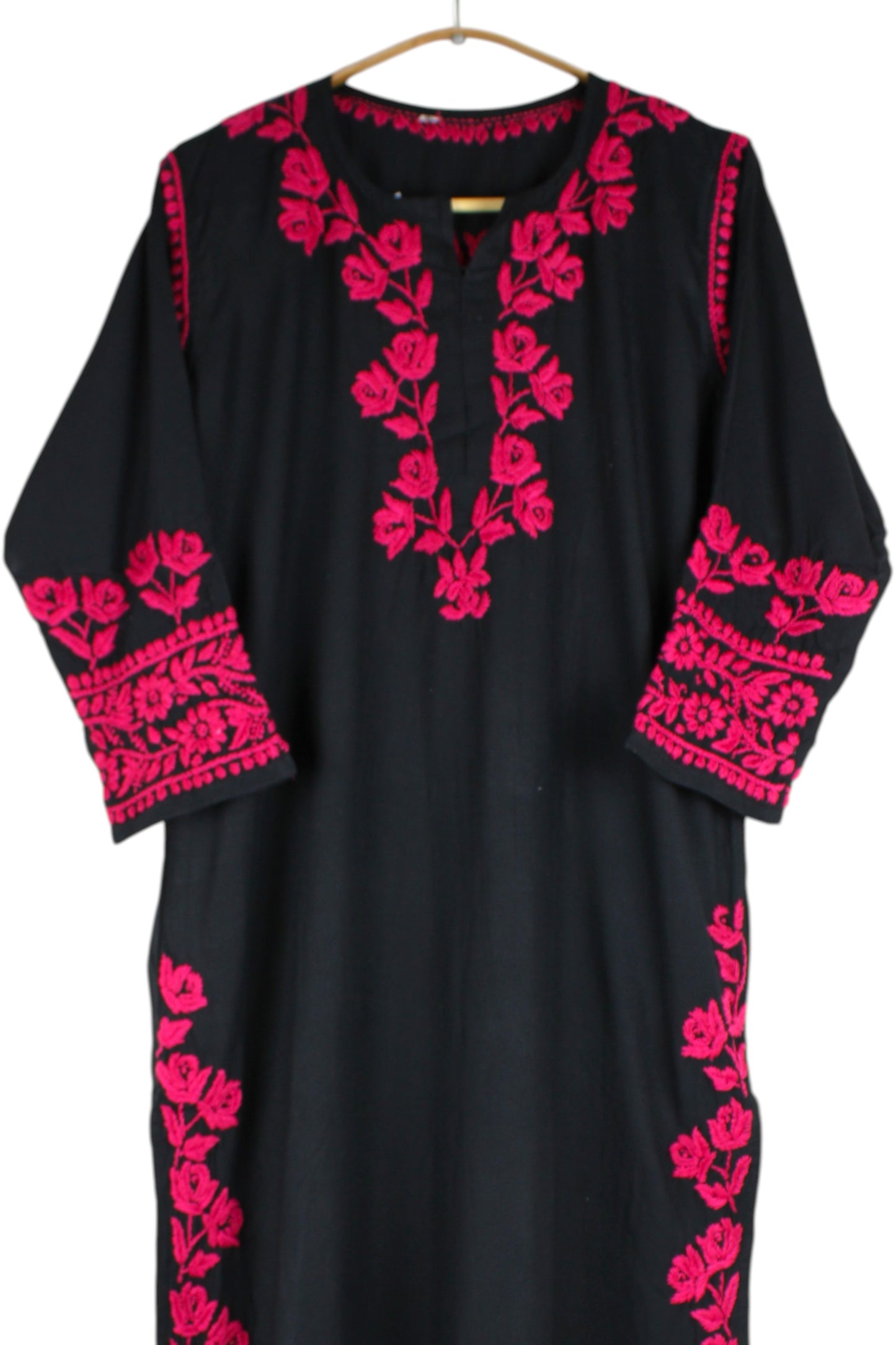 HERA BLACK & RASPBERRY PINK RAYON PREMIUM KURTA SET