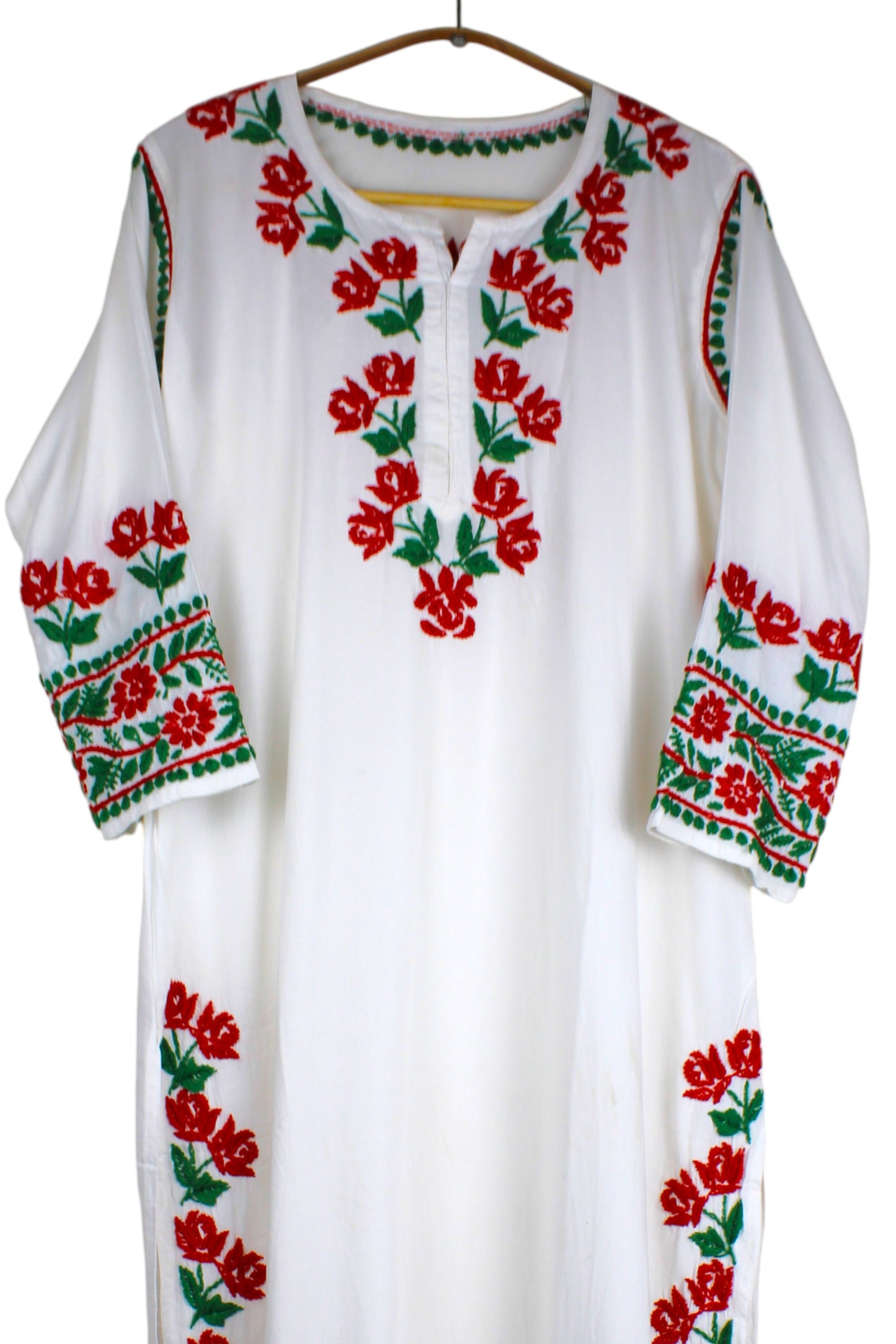 HERA WHITE & RED RAYON PREMIUM KURTA SET