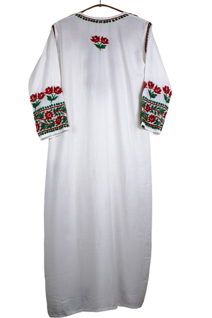 HERA WHITE & RED RAYON PREMIUM KURTA SET