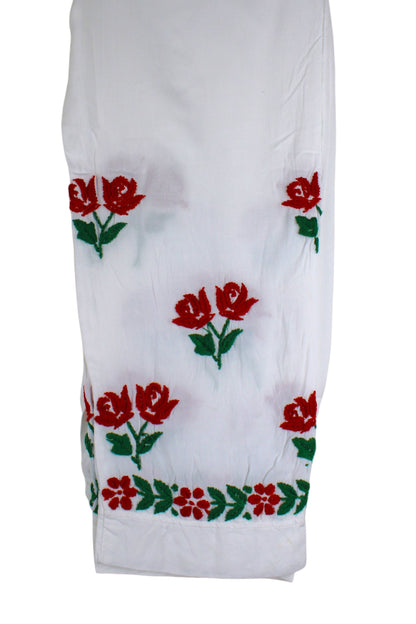 HERA WHITE & RED RAYON PREMIUM KURTA SET