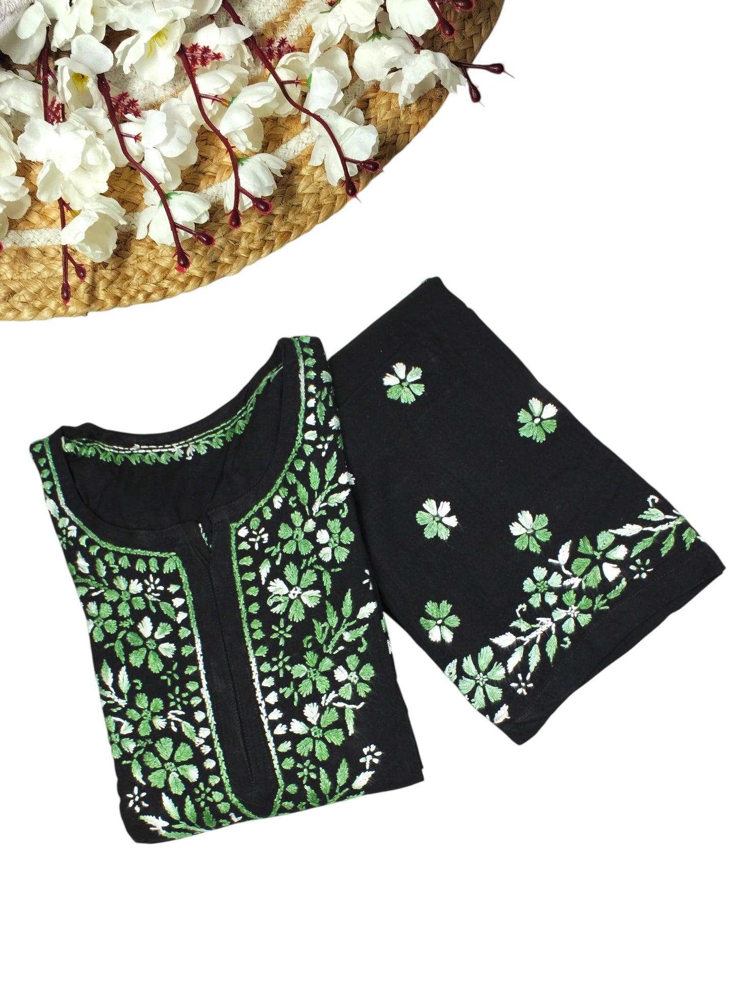 RIYA BLACK & MINT GREEN RAYON KURTA SET