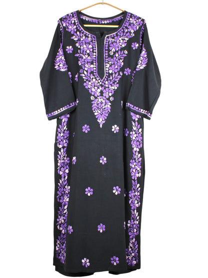 RIYA BLACK & LAVENDER RAYON KURTA SET
