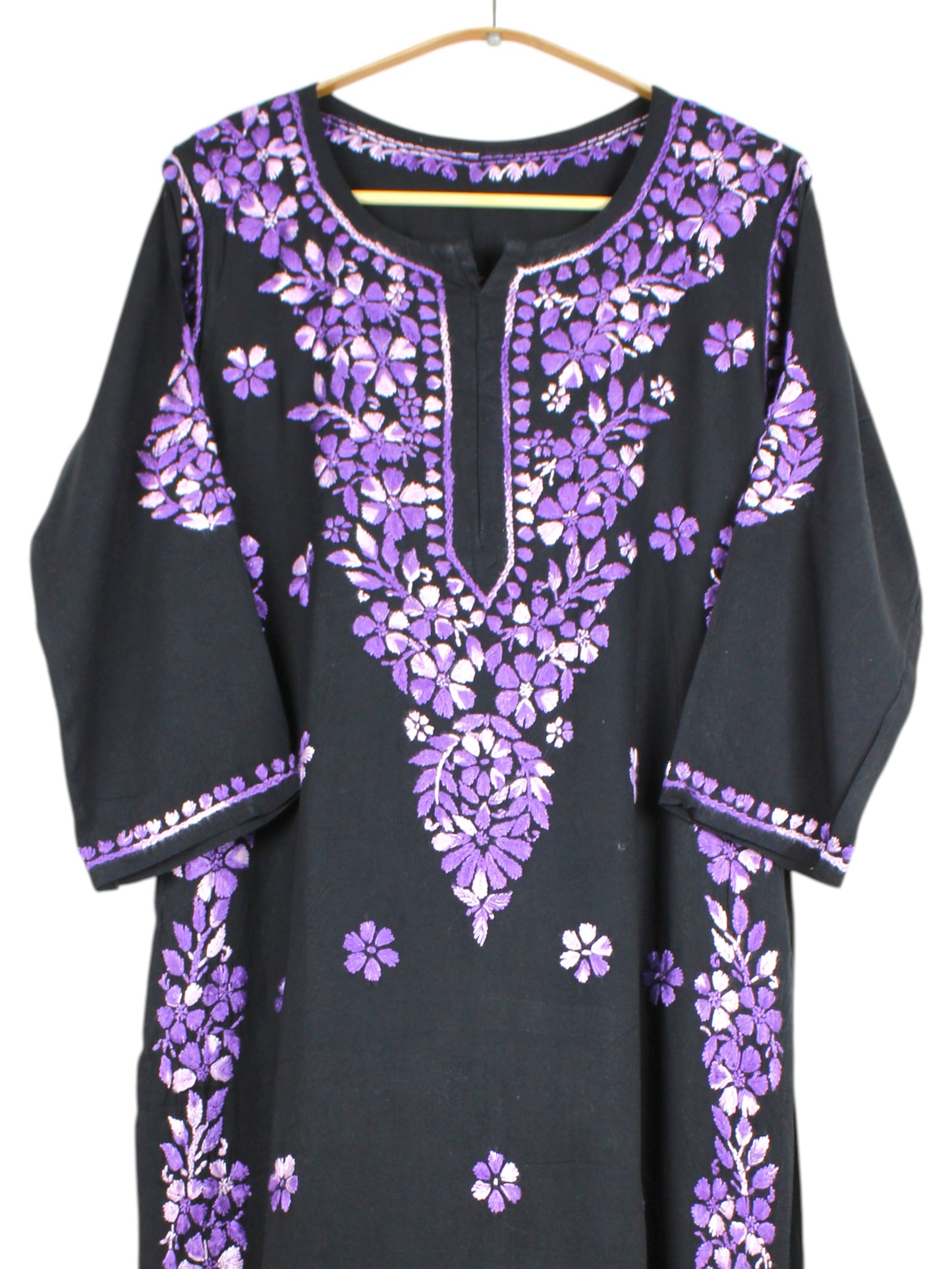 RIYA BLACK & LAVENDER RAYON KURTA SET
