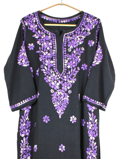 RIYA BLACK & LAVENDER RAYON KURTA SET