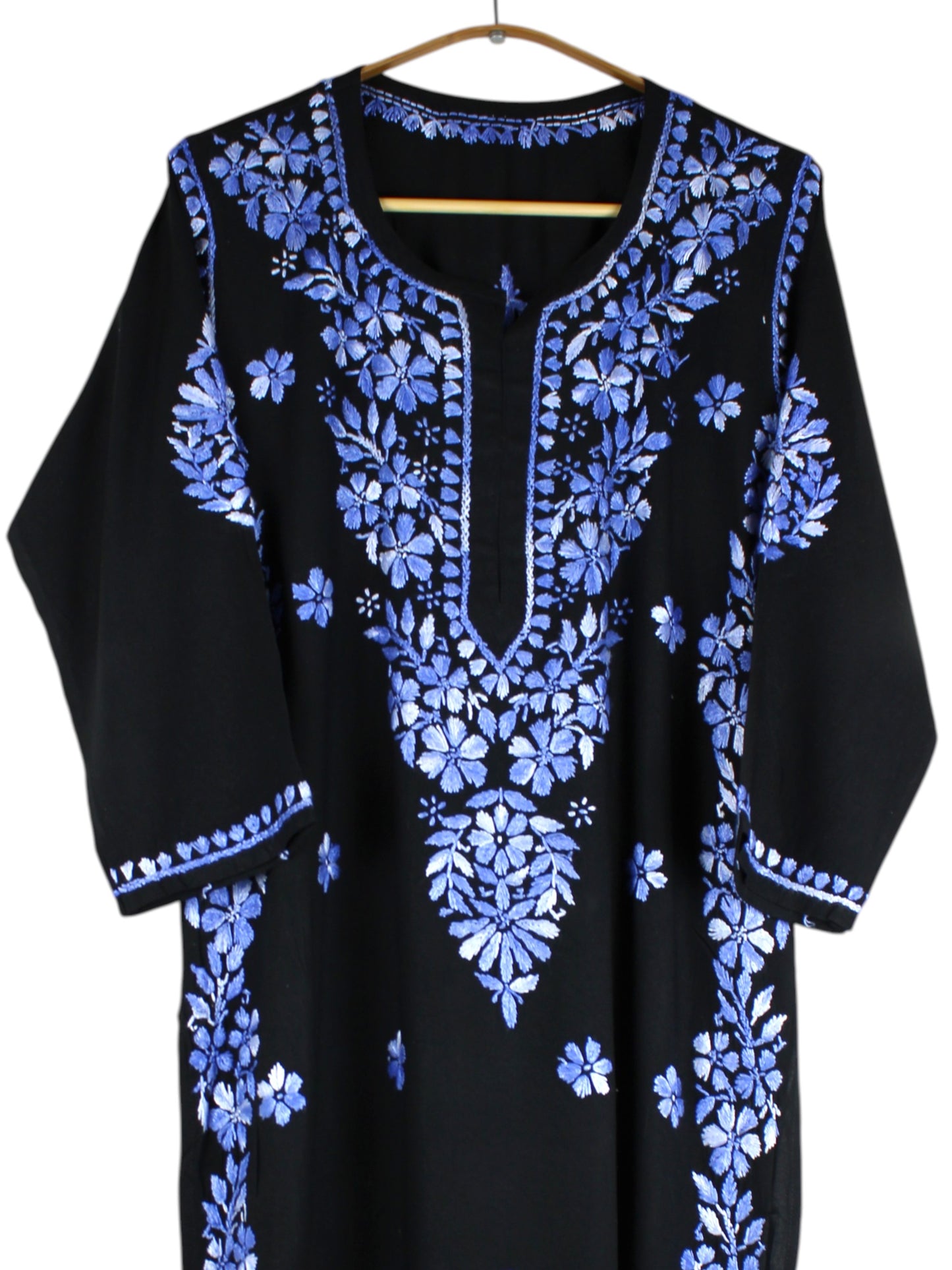 RIYA BLACK & POWDER BLUE RAYON KURTA SET