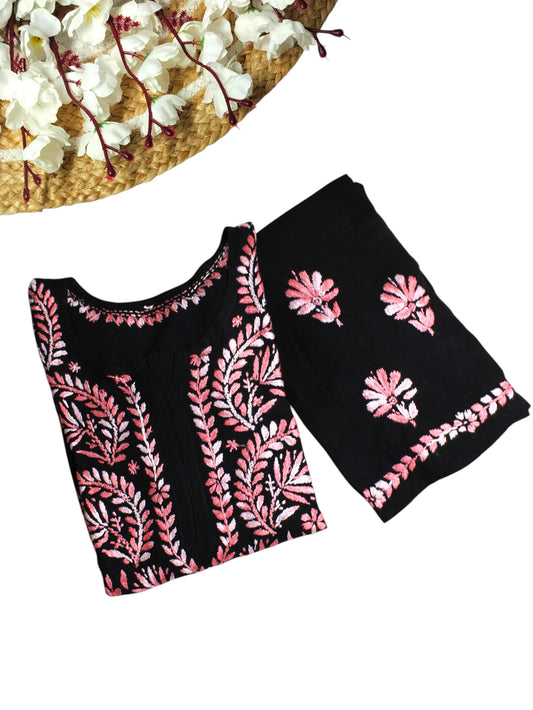RIVYA BLACK & DUSTY PINK RAYON KURTA SET
