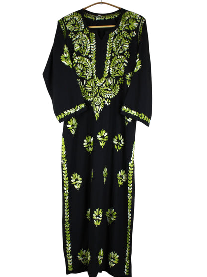 RIVYA BLACK & GREEN RAYON KURTA SET