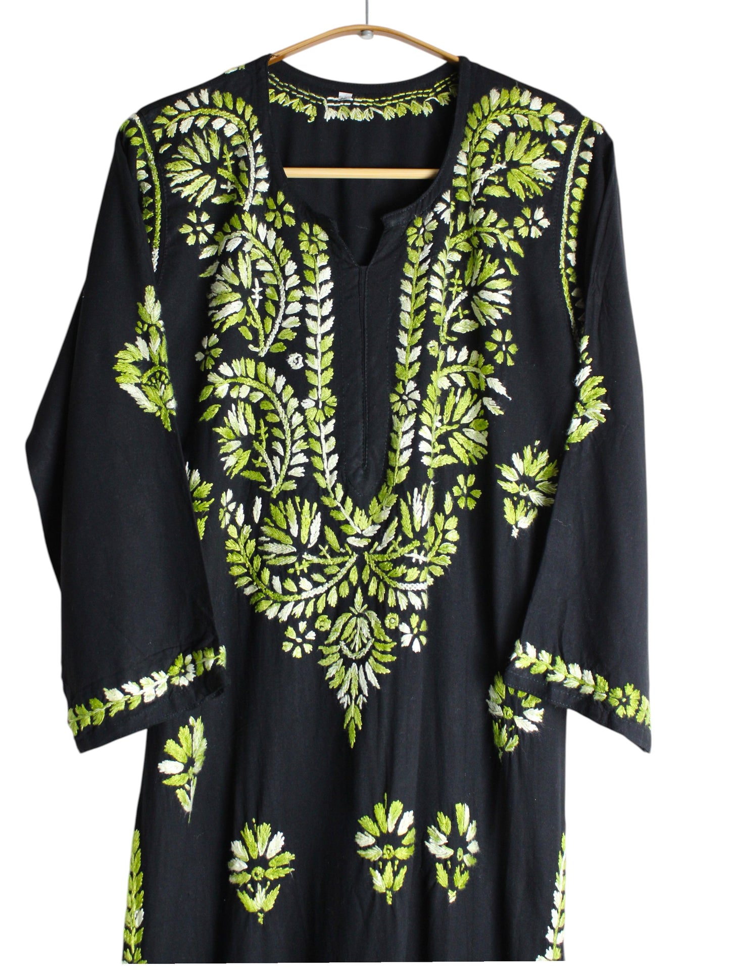 RIVYA BLACK & GREEN RAYON KURTA SET