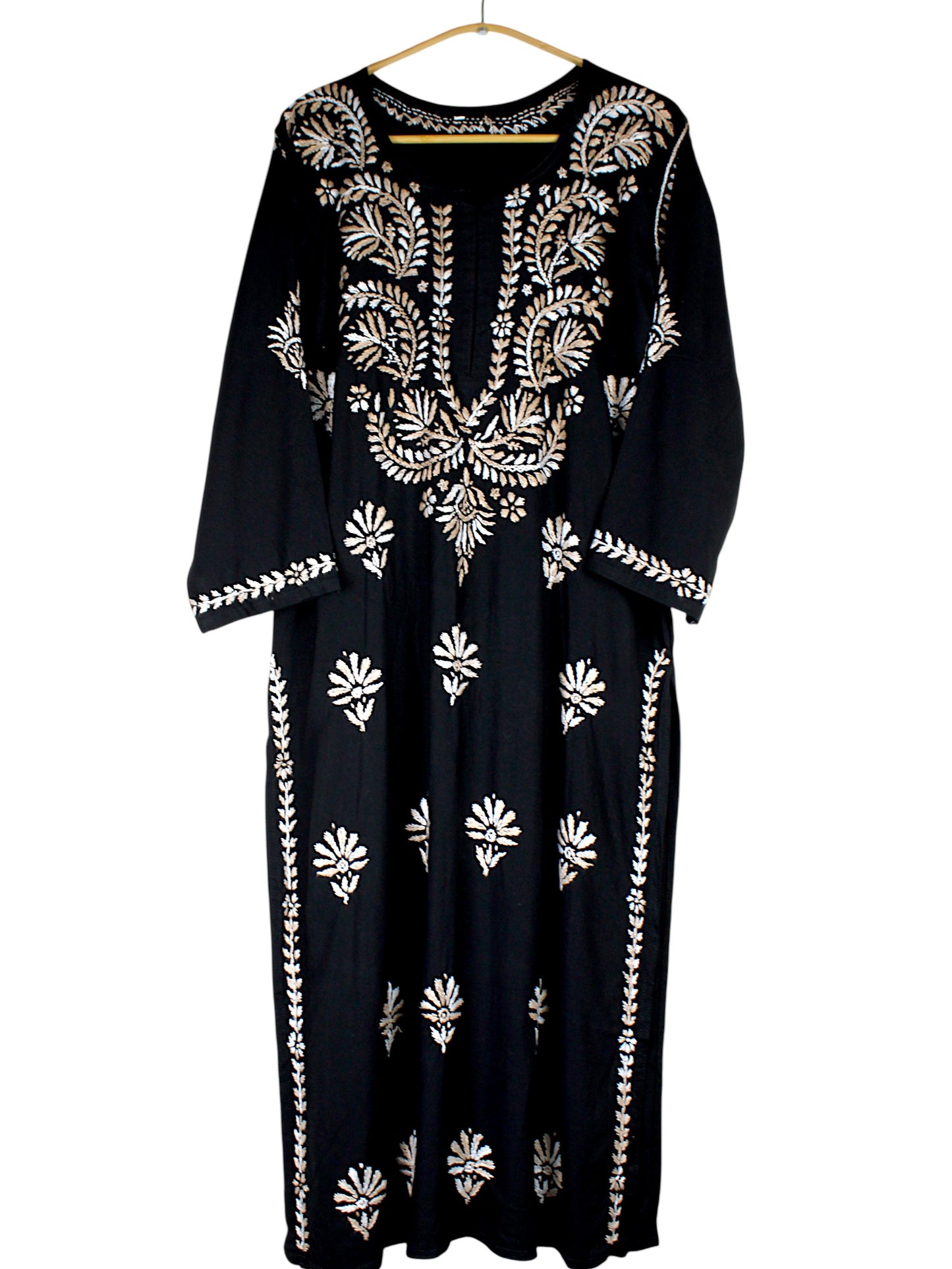 RIVYA BLACK & BEIGE RAYON KURTA SET