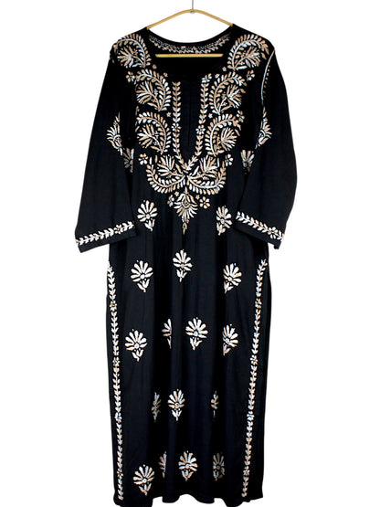 RIVYA BLACK & BEIGE RAYON KURTA SET