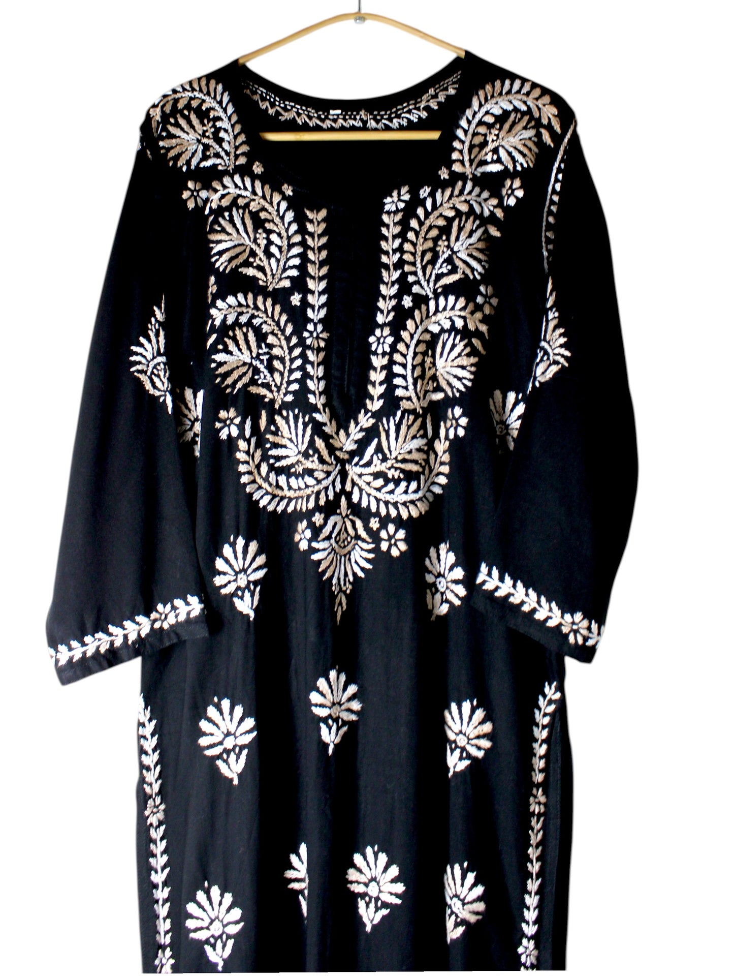 RIVYA BLACK & BEIGE RAYON KURTA SET