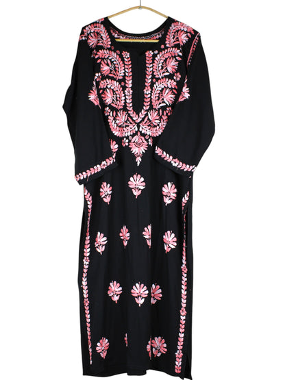 RIVYA BLACK & DUSTY PINK RAYON KURTA SET