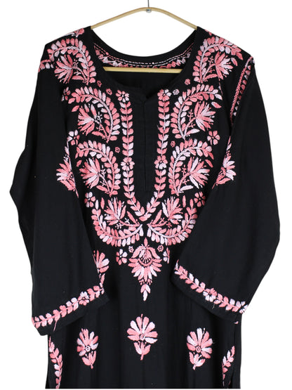 RIVYA BLACK & DUSTY PINK RAYON KURTA SET
