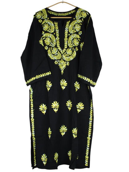 RIVYA BLACK & YELLOW RAYON KURTA SET