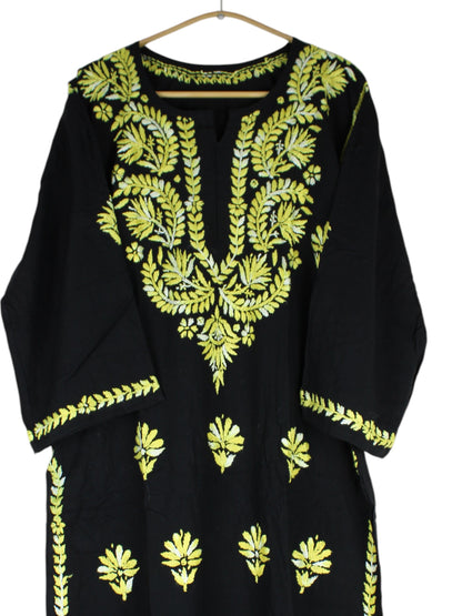 RIVYA BLACK & YELLOW RAYON KURTA SET