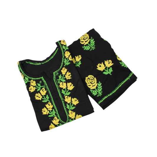 MERINA BLACK & YELLOW PREMIUM RAYON KURTA SET