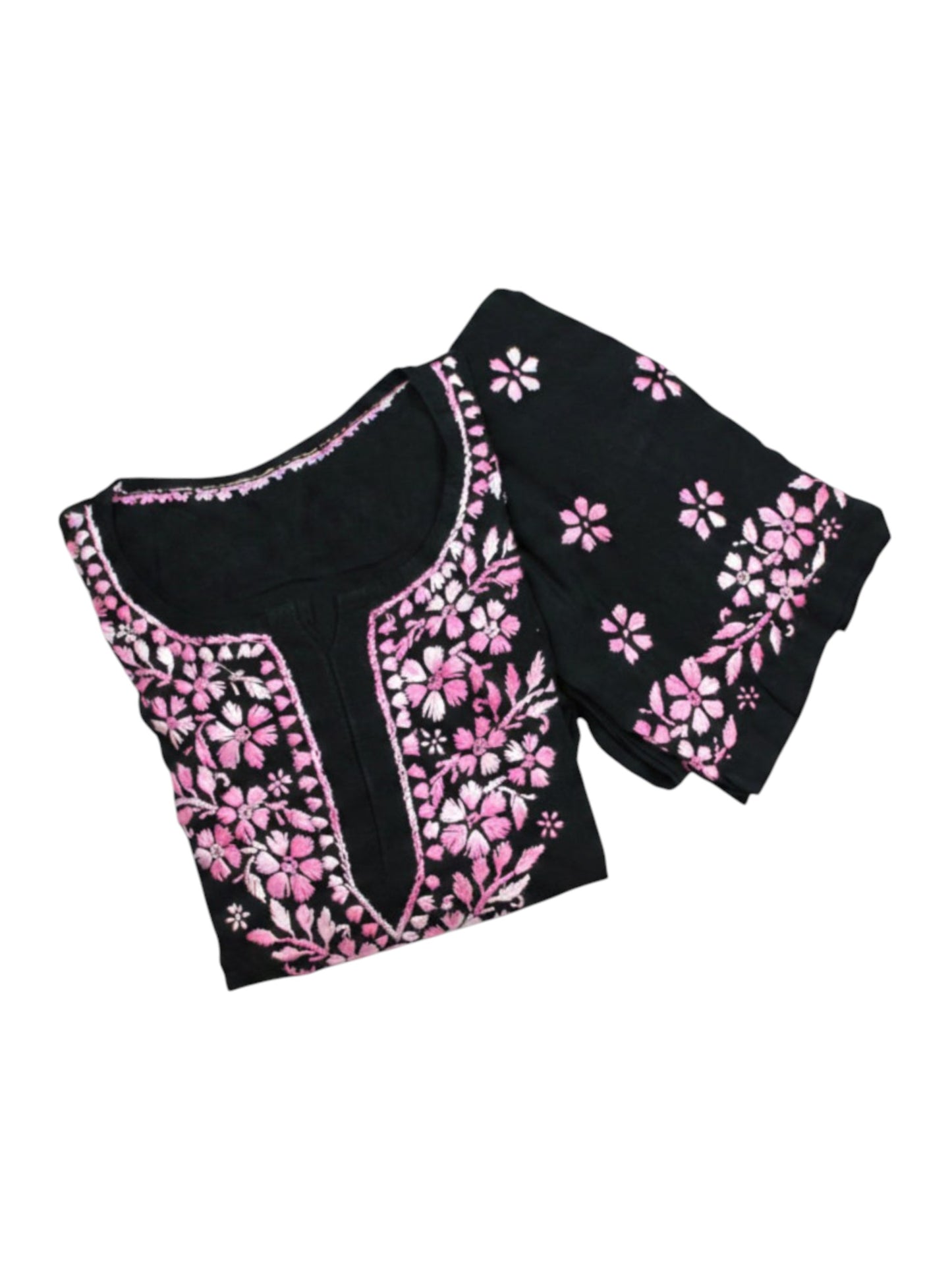 RIYA BLACK & PINK RAYON KURTA SET
