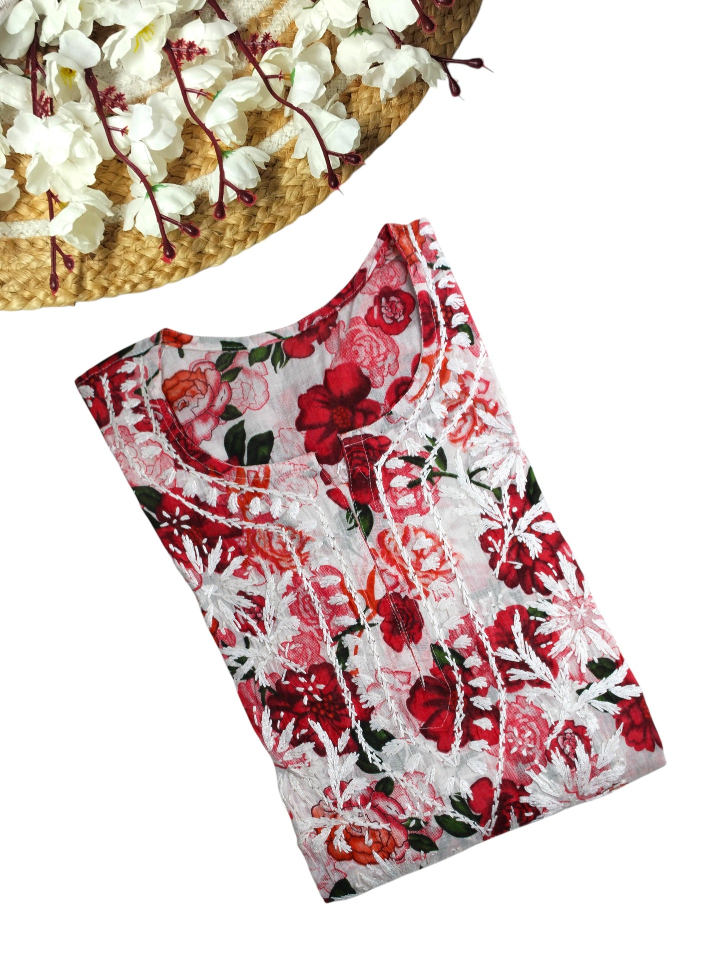AMEERA PINK MULMUL PRINTED LONG KURTA