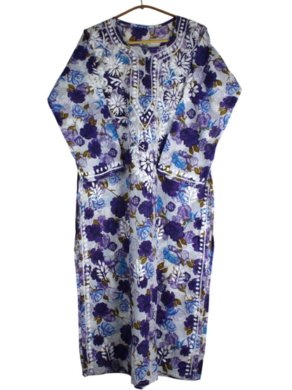 AMEERA PURPLE MULMUL PRINTED LONG KURTA