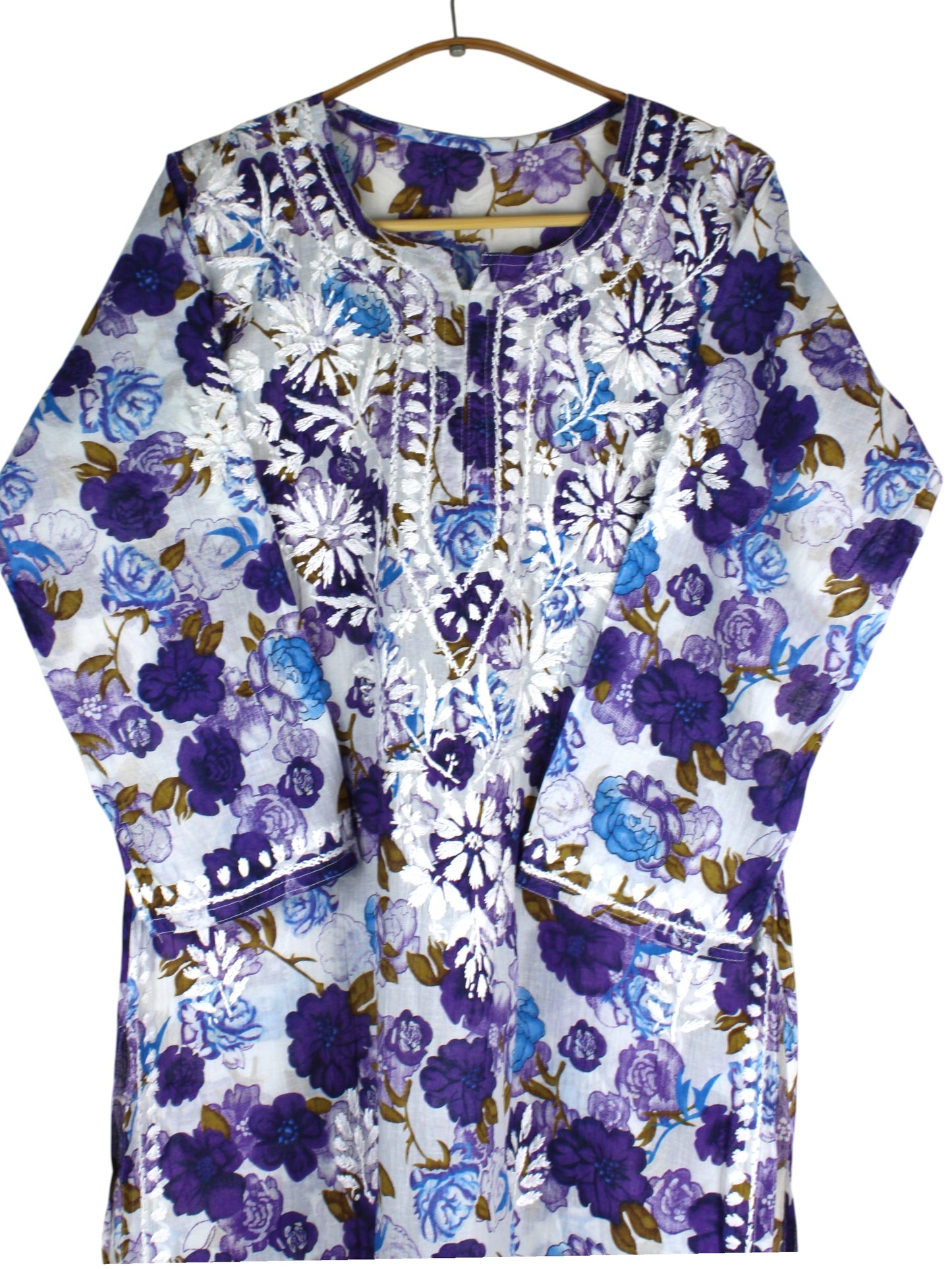 AMEERA PURPLE MULMUL PRINTED LONG KURTA