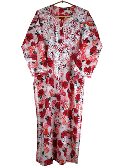AMEERA PINK MULMUL PRINTED LONG KURTA