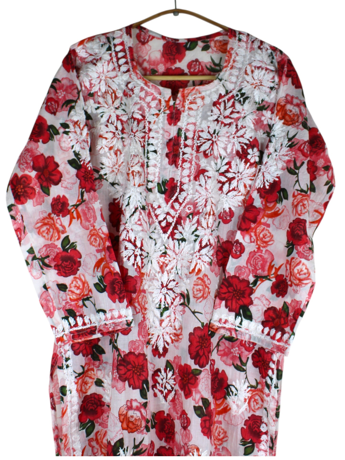 AMEERA PINK MULMUL PRINTED LONG KURTA