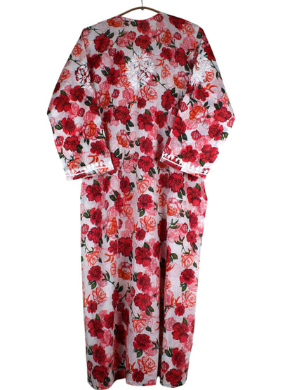 AMEERA PINK MULMUL PRINTED LONG KURTA