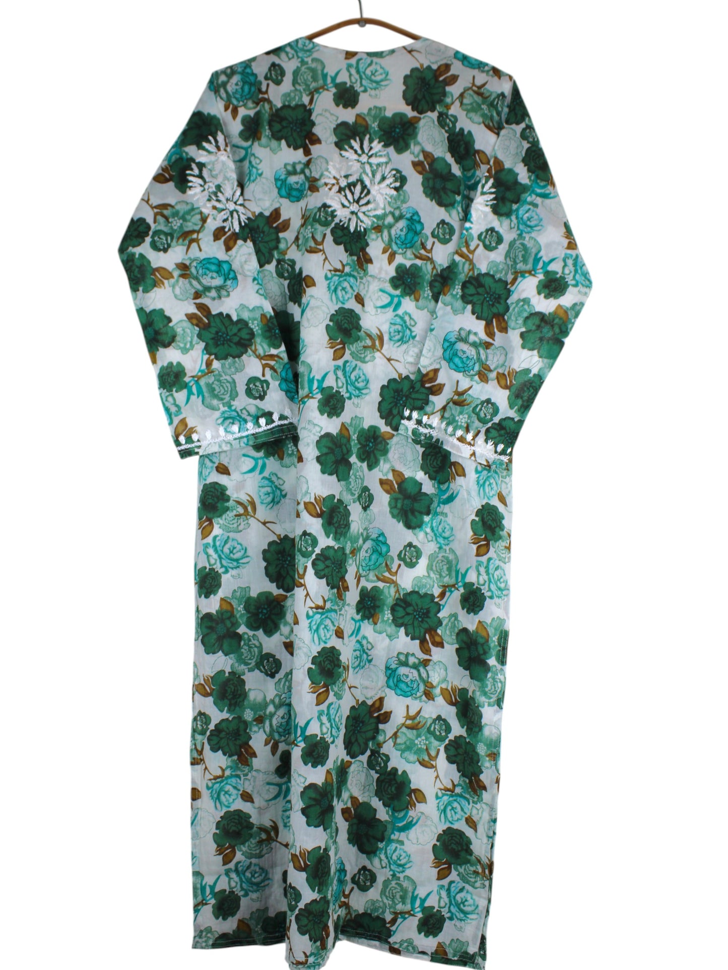 AMEERA GREEN MULMUL PRINTED LONG KURTA