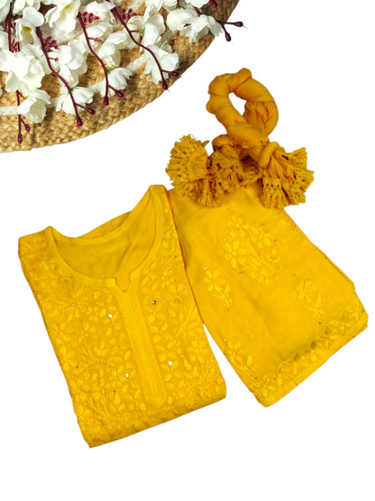 RUHAIRA YELLOW RAYON KURTA SET