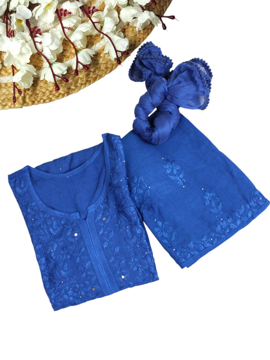 RUHAIRA ROYAL BLUE RAYON KURTA SET