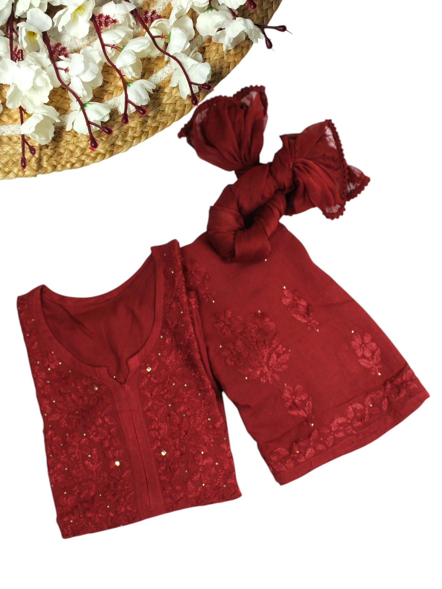 RUHAIRA RUBY RED RAYON KURTA SET