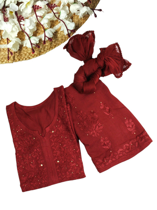 RUHAIRA RUBY RED RAYON KURTA SET