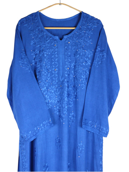 RUHAIRA ROYAL BLUE RAYON KURTA SET