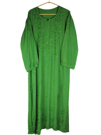 RUHAIRA LEAF GREEN RAYON KURTA SET