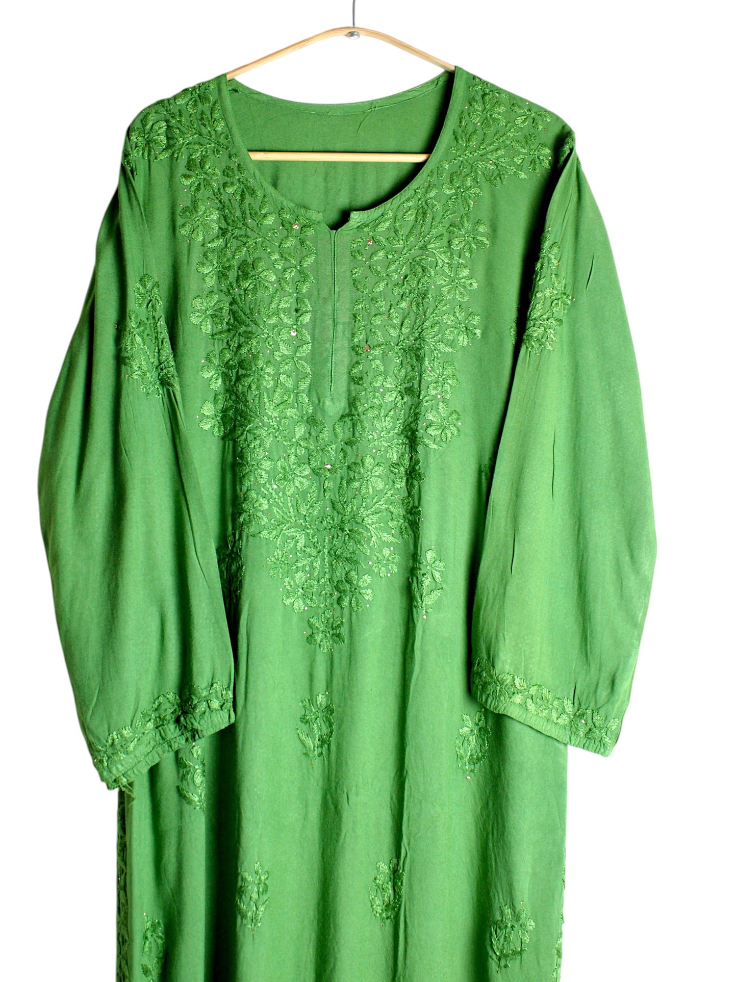 RUHAIRA LEAF GREEN RAYON KURTA SET