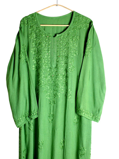 RUHAIRA LEAF GREEN RAYON KURTA SET