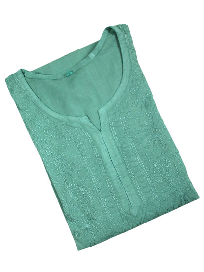SAFA SEA GREEN COTTON LONG KURTA