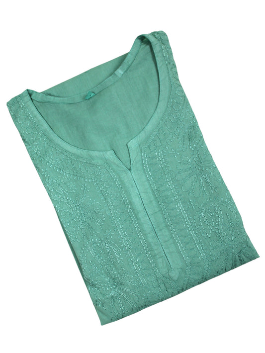 SAFA SEA GREEN COTTON LONG KURTA