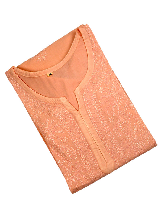 SAFA PEACH COTTON LONG KURTA