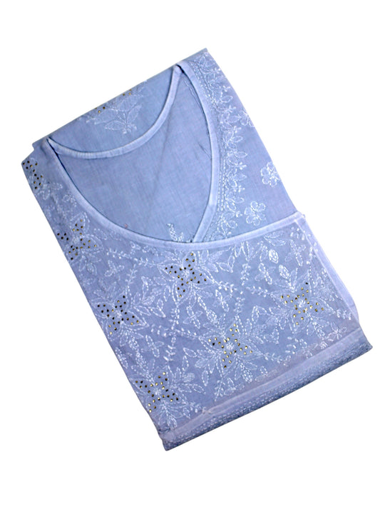 HALA POWDER BLUE ANGRAKHA COTTON LONG KURTA
