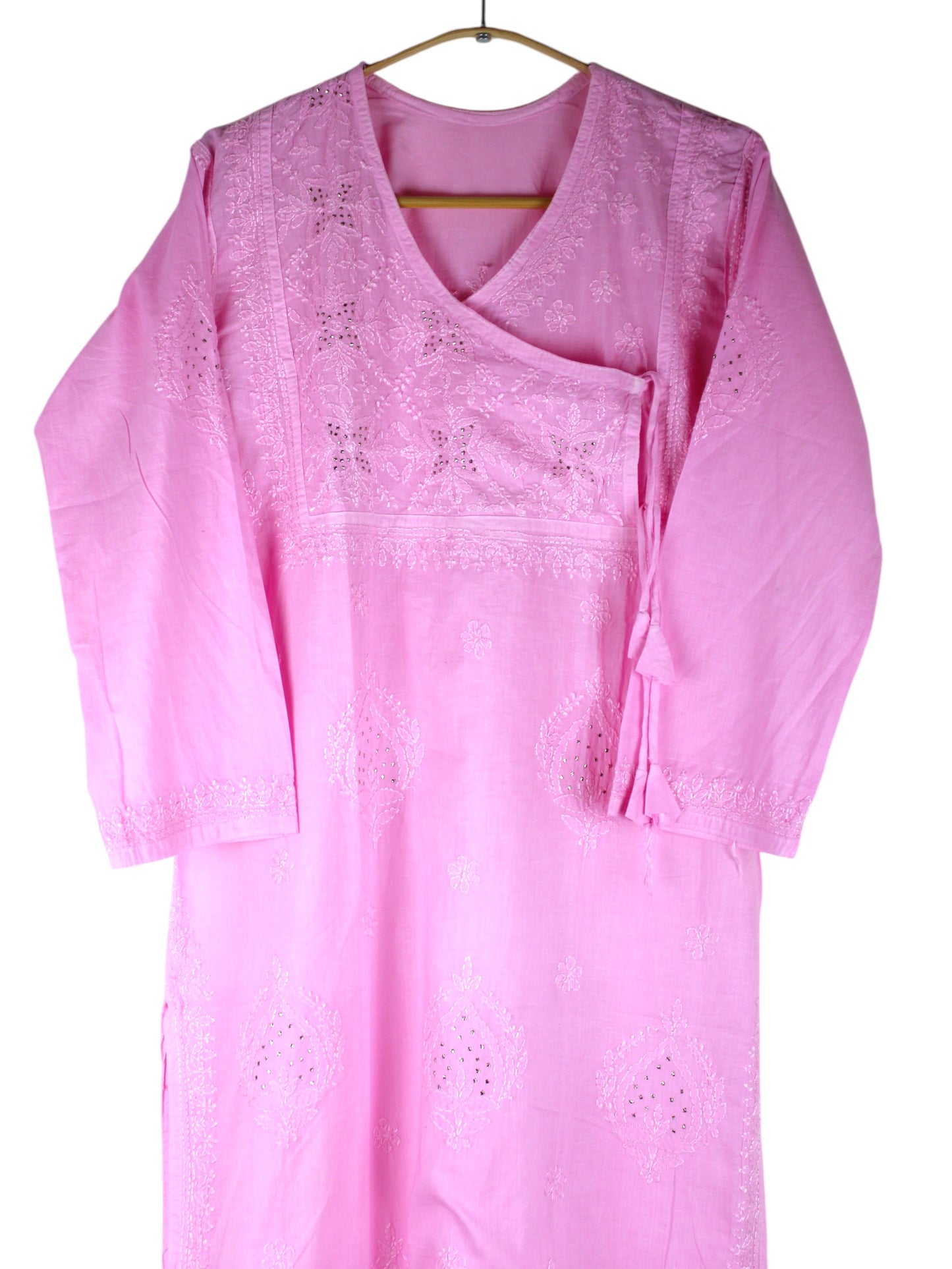 HALA BABY PINK ANGRAKHA COTTON LONG KURTA