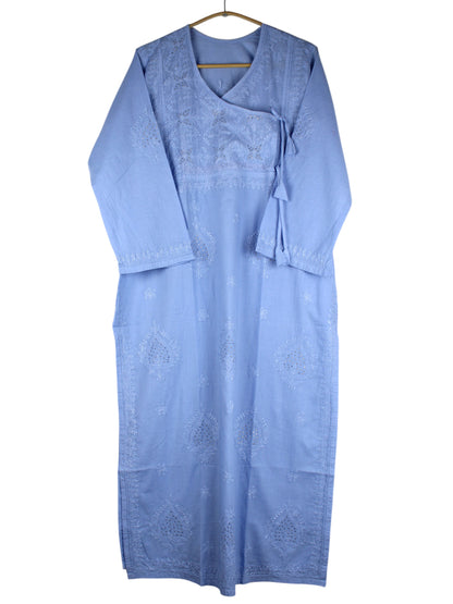 HALA POWDER BLUE ANGRAKHA COTTON LONG KURTA