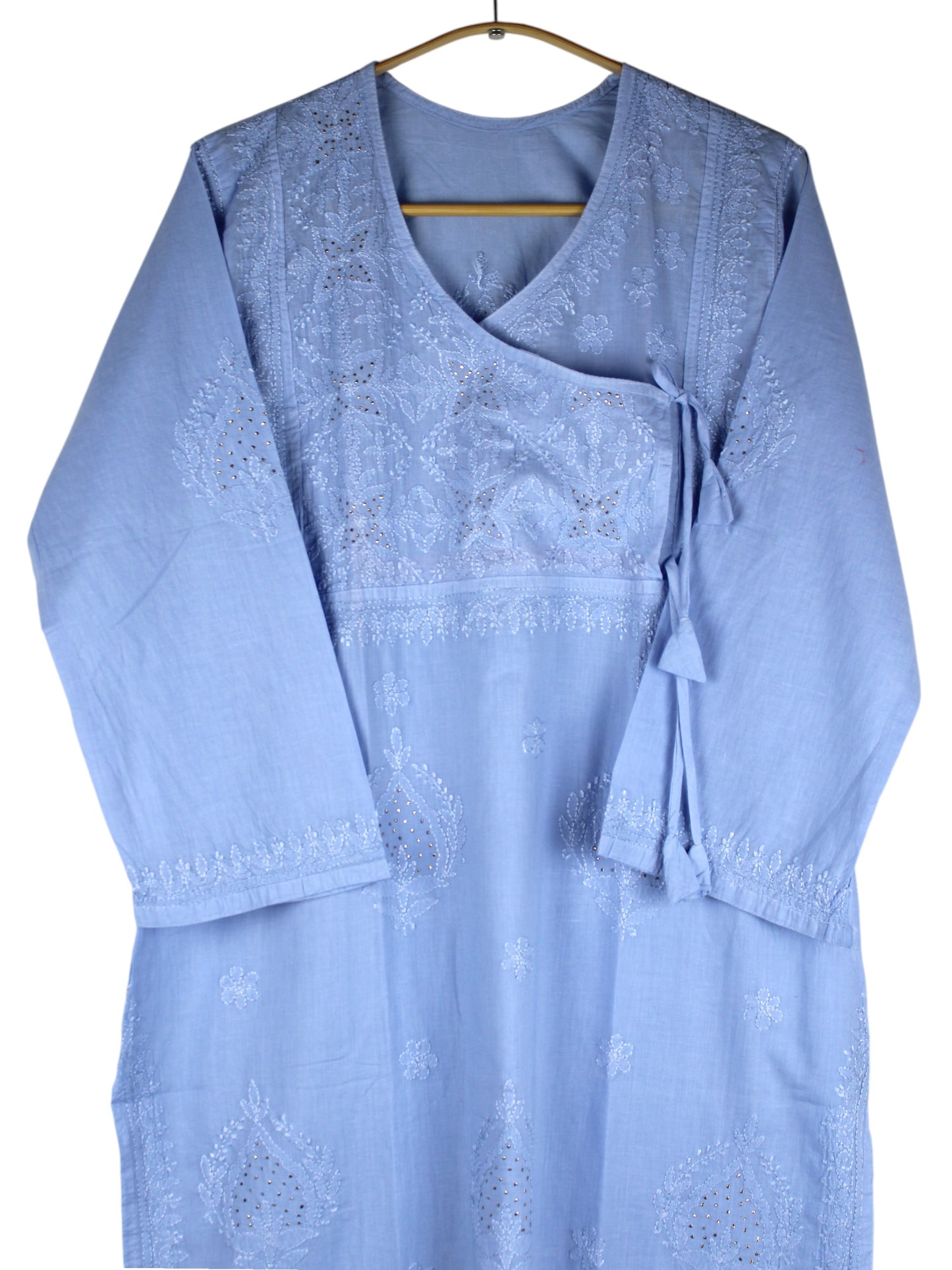HALA POWDER BLUE ANGRAKHA COTTON LONG KURTA