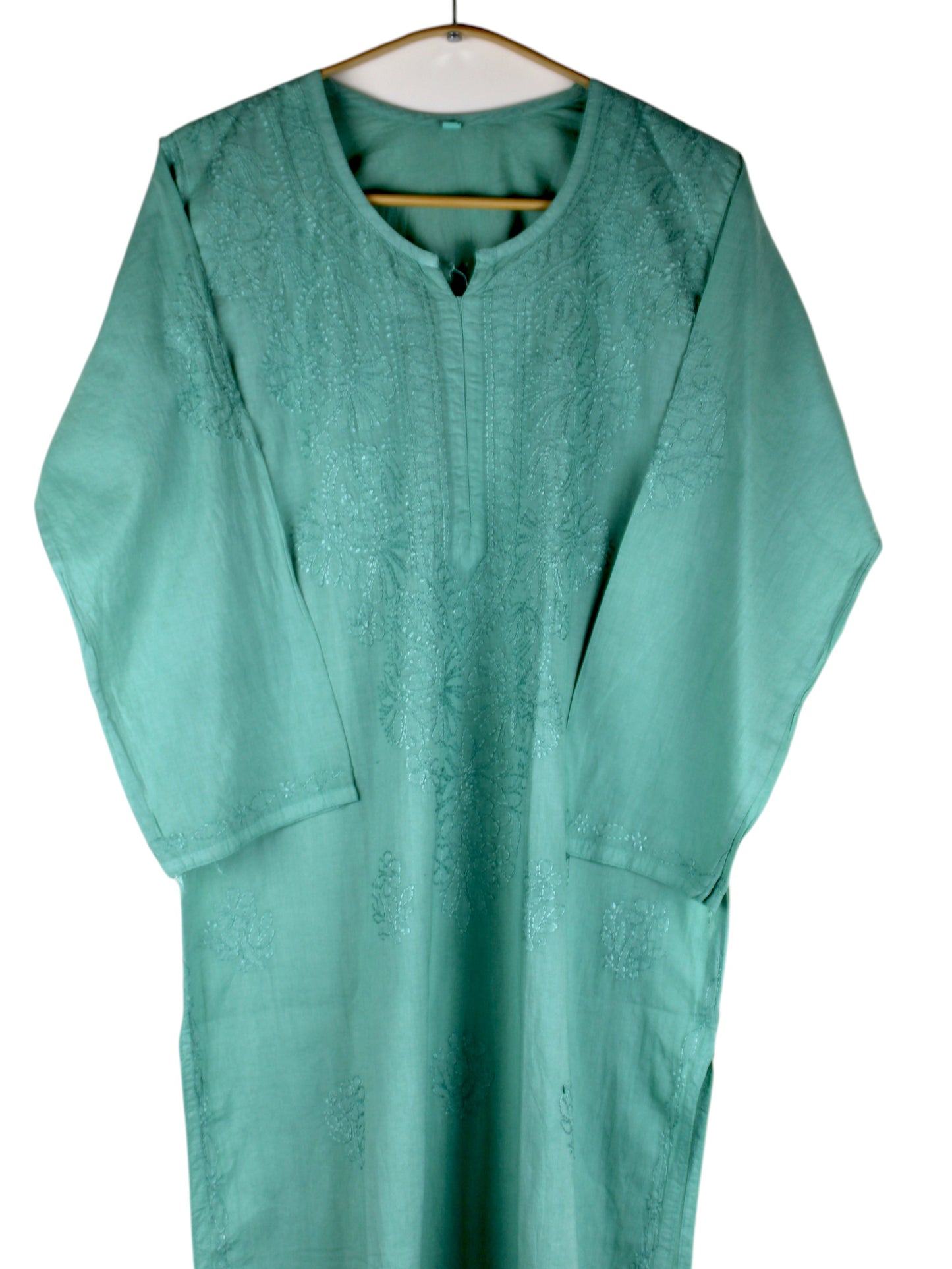 SAFA SEA GREEN COTTON LONG KURTA