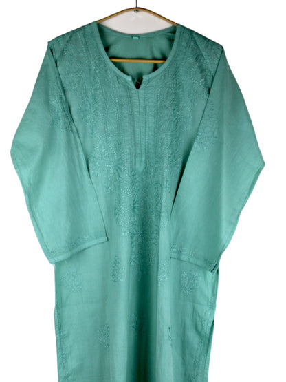 SAFA SEA GREEN COTTON LONG KURTA
