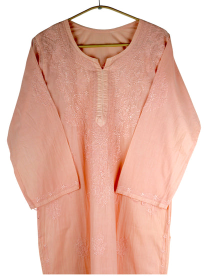 SAFA PEACH COTTON LONG KURTA