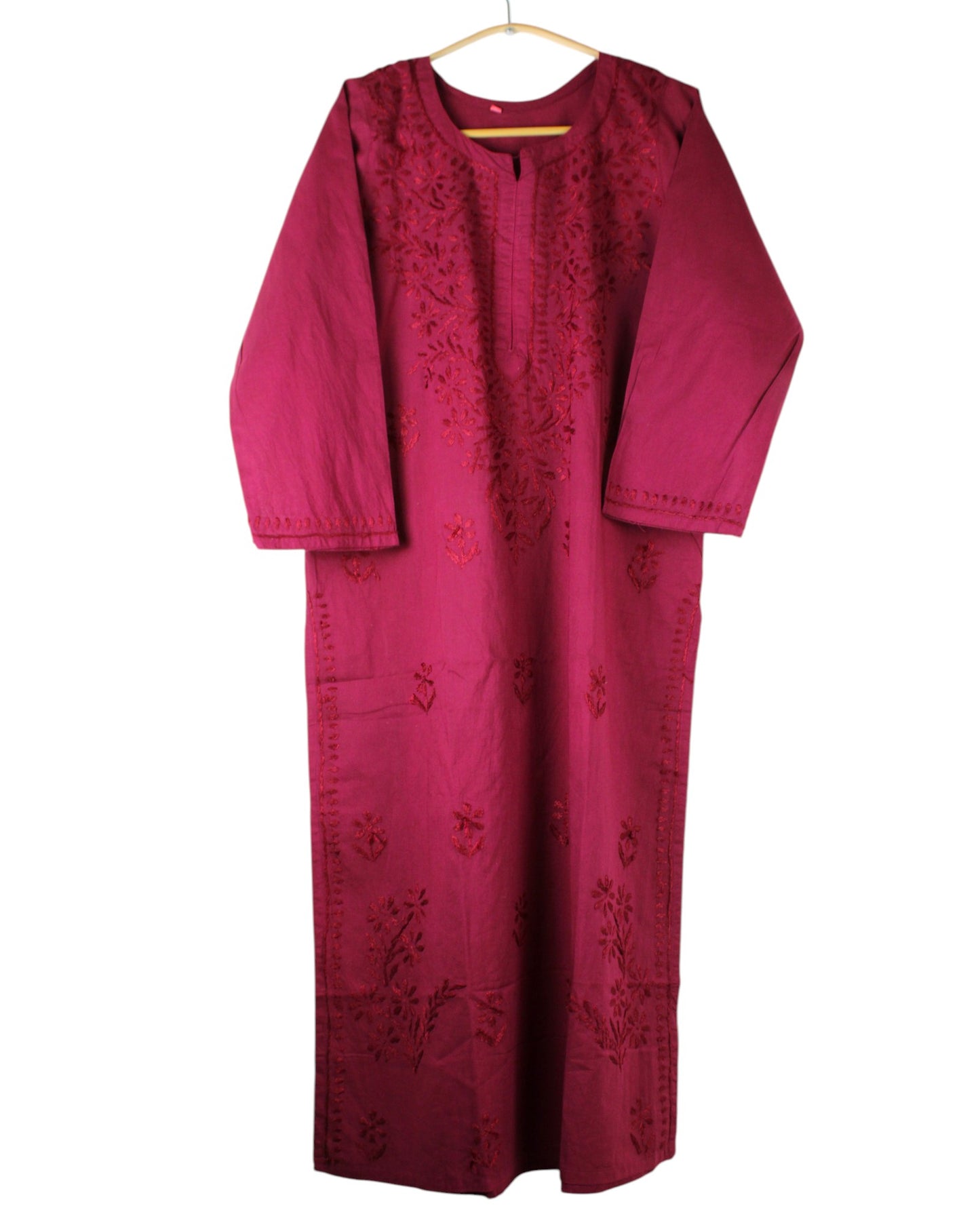KIRAN BURGUNDY COTTON LONG KURTA