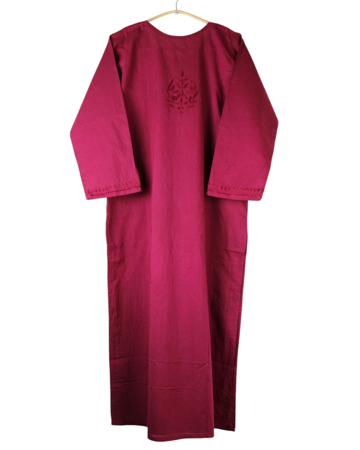 KIRAN BURGUNDY COTTON LONG KURTA